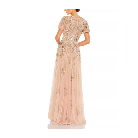 MAC DUGGAL Embellished Gown – Size 14, Flutter Sleeves, Wedding/Bridesmaid Dress - Picture 3 of 3